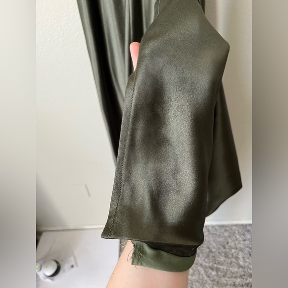 Birdy Grey Lisa Shiny Satin Cowl Neck Olive Green Long Dress in Women’s Size S - Picture 16 of 16
